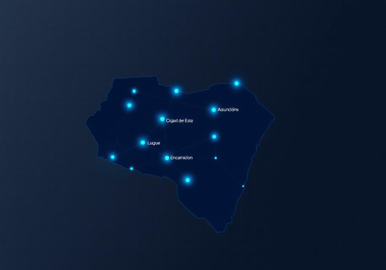 Mapa de Paraguay con ciudades activas